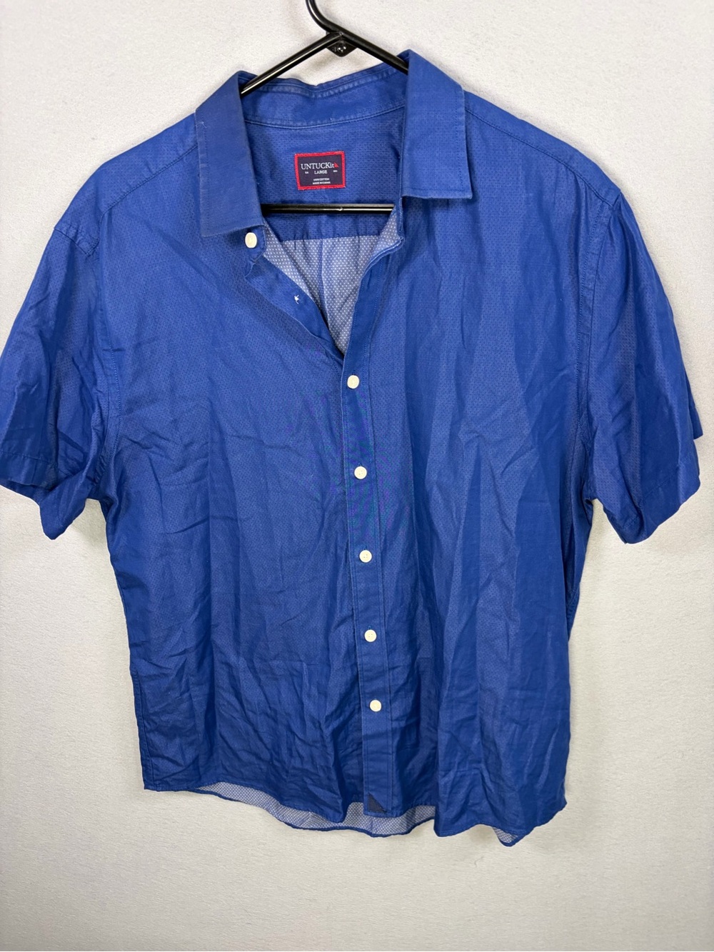 UNTUCKit Men's Short Sleeve Button-Up Shirt — Royal Blue